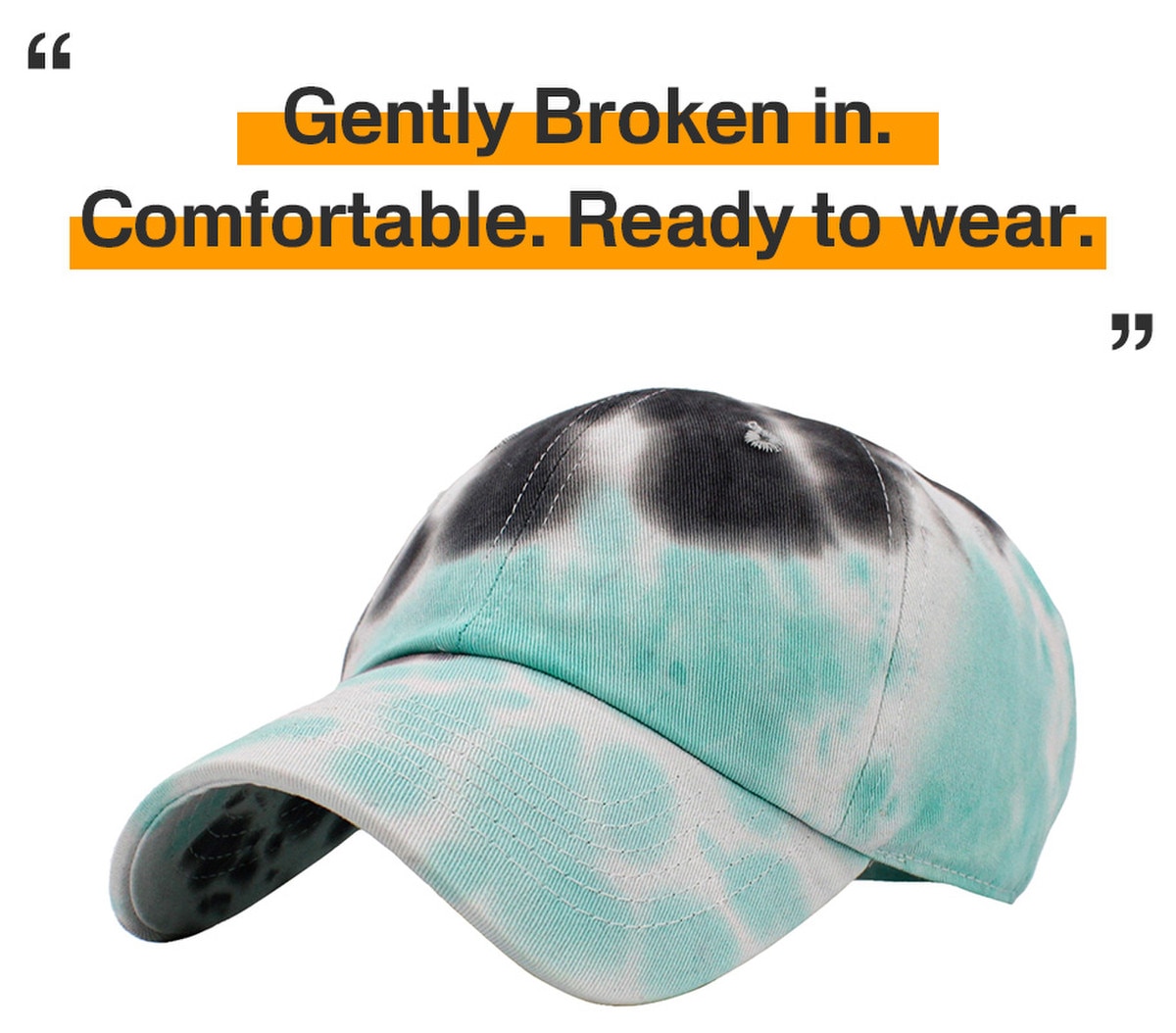 Tiedye Black Mint Low Profile Baseball Caps Front Side View